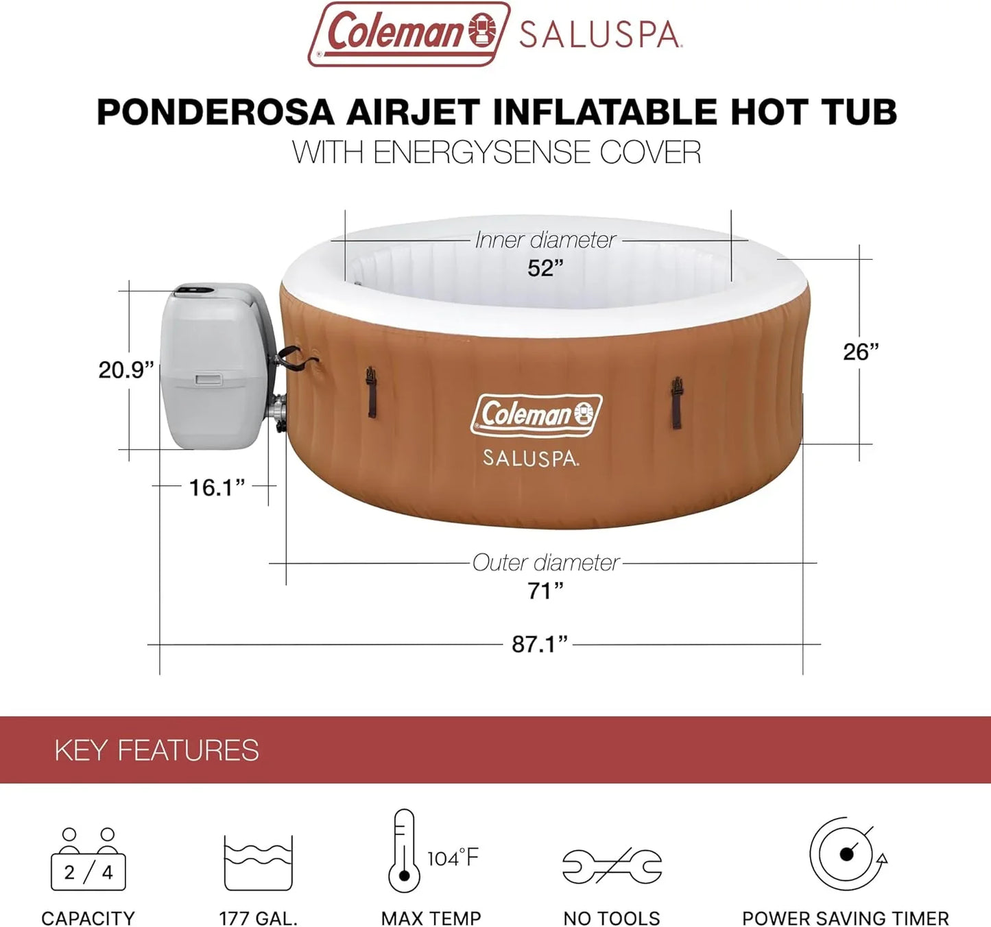 Spa redondo hinchable de lujo para exteriores